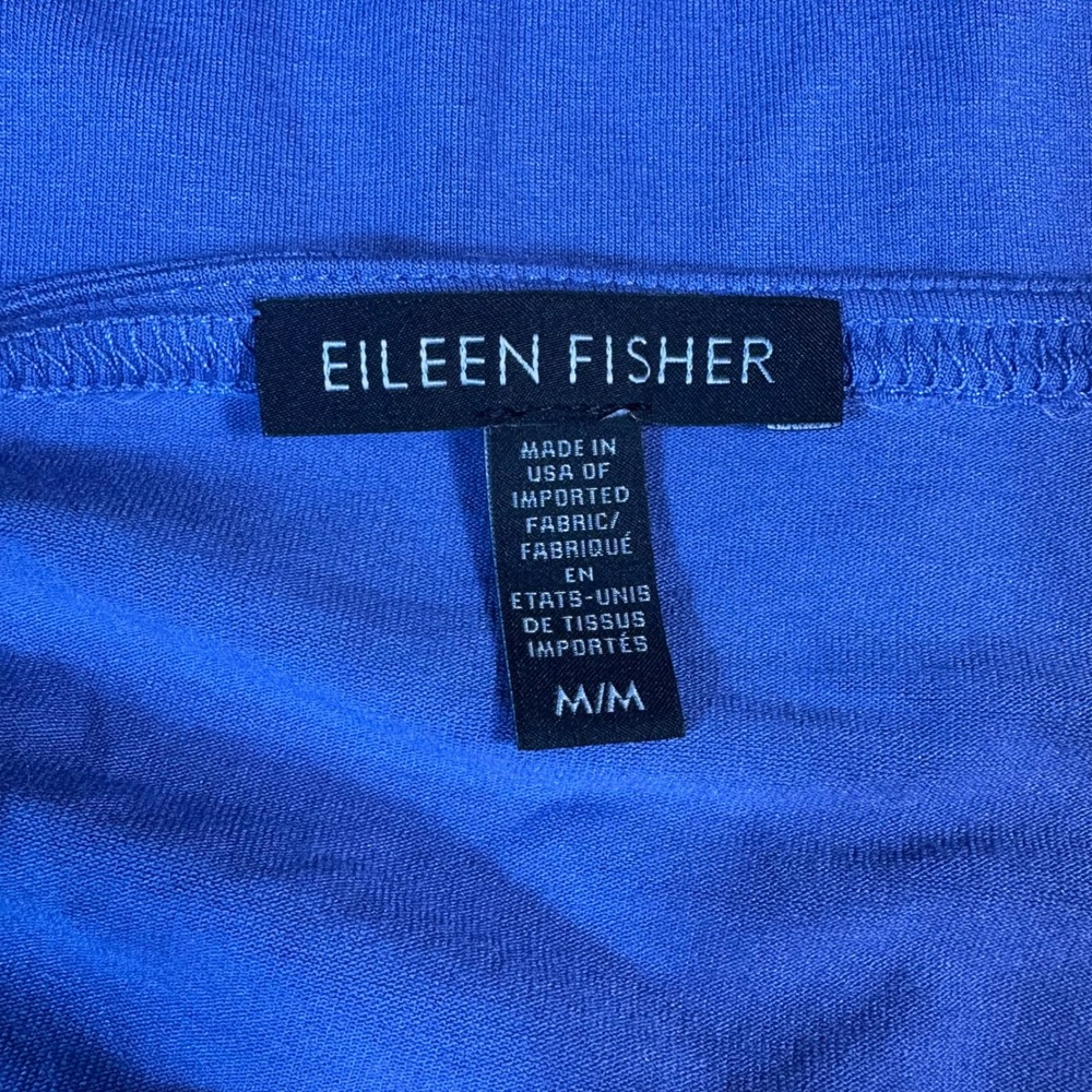 Eileen Fisher Tunic Top Women Medium Blue Long Sleeve Viscose Stretch Flowy - Picture 7 of 8